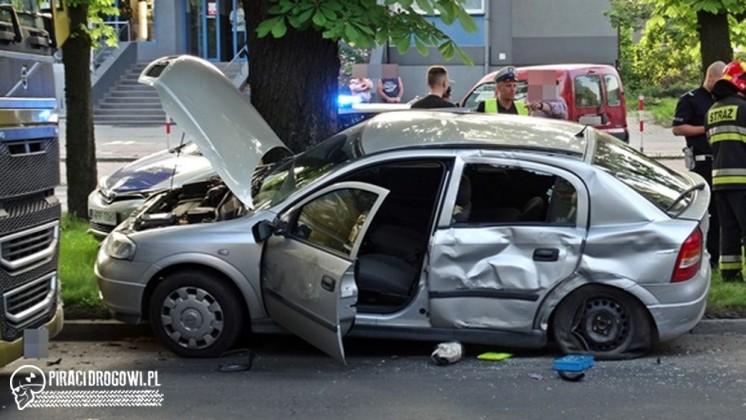 Zderzenie ciężarówki z oplem w Tychach