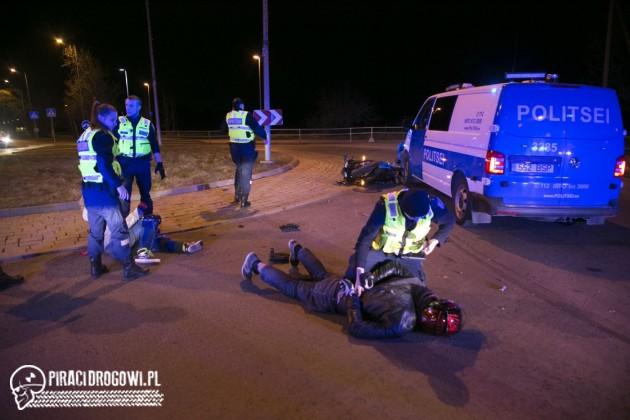 Motocyklista uciekał policji 200 km/h. Mundurowi staranowali go radiowozem!