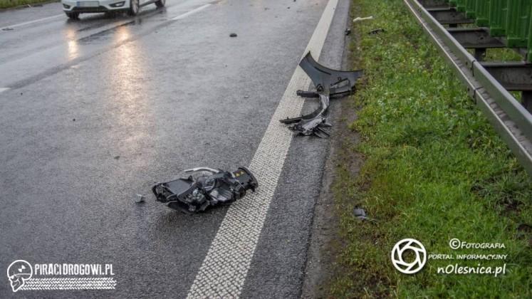 Na S8 mercedes wbił się w barierę energochłonną