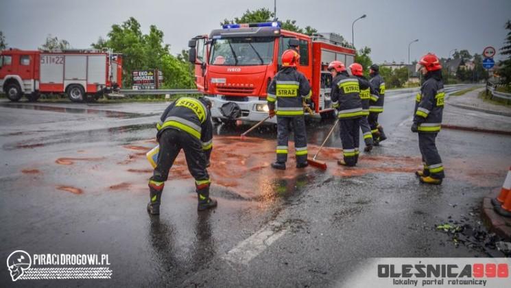 Zderzenie autobusu z citroenem w Oleśnicy
