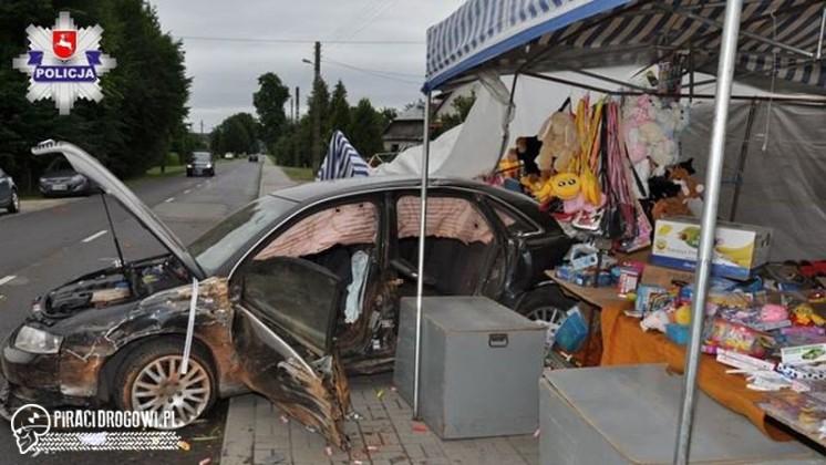 Pijany wjechał audikiem w stragan i potrącił sprzedającą tam kobietę