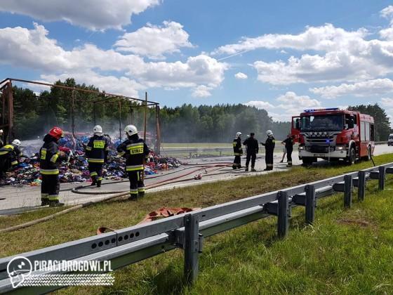Pożar przyczepy na  S8 m. Kozub 06.07.2017
