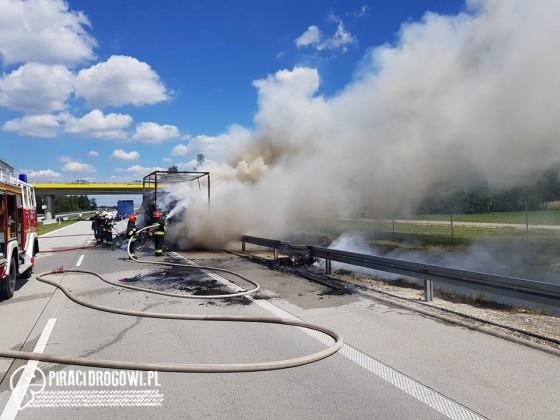 Pożar przyczepy na  S8 m. Kozub 06.07.2017