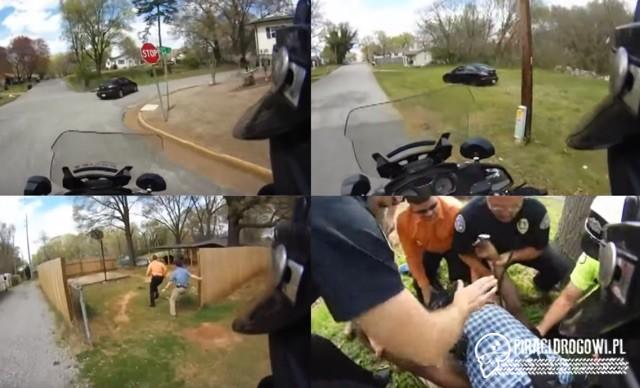Pościg ulicami USA. Policjant na motocyklu nie odpuścił!