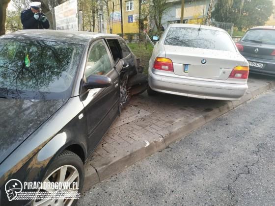 Pijany kierowca BMW staranował zaparkowane audi. Miał 2,5 promila.