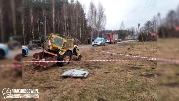 Kierowca ciągnika miał 4 promile, trafił na dołek. Pasażera zabrał LPR.