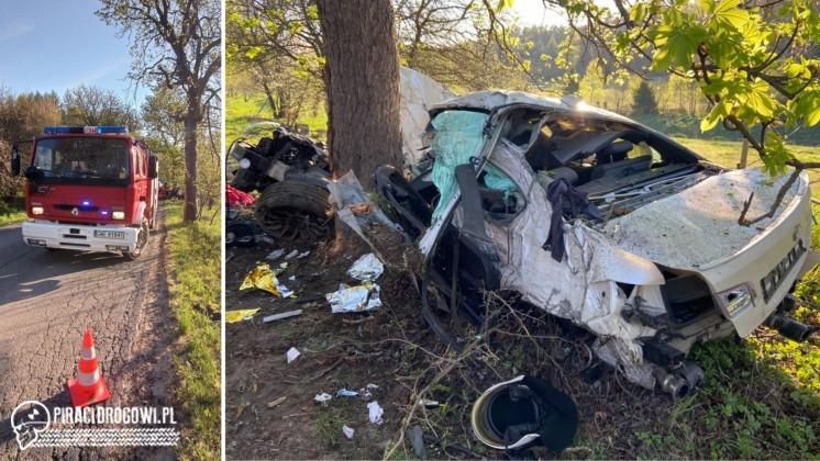 BMW obite z każdej strony. Na koniec zatrzymało się na drzewie.