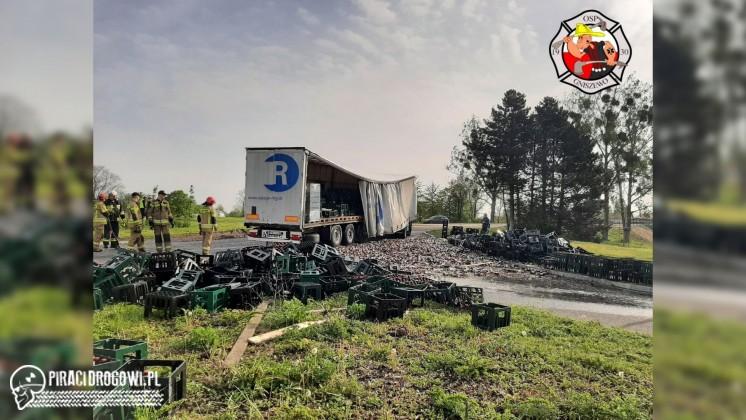 Tysiące litrów piwa na drodze. Wszystko przez źle zabezpieczony ładunek...
