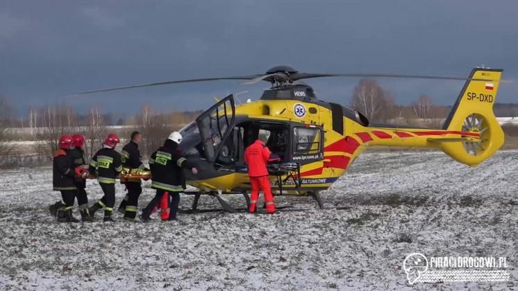 Straciła panowanie nad samochodem i dachowała. W akcji śmigłowiec LPR!