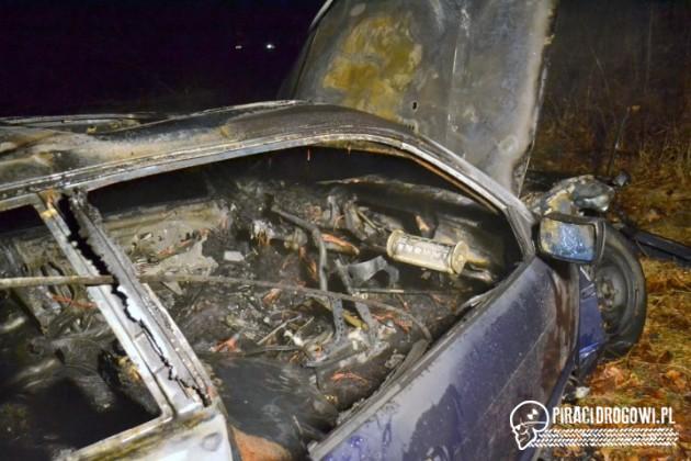 BMW uderzyło w drzewo i stanęło w ogniu. Kierowcę cudem uratowano!